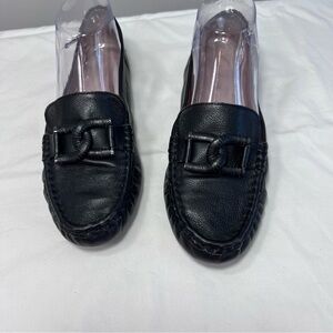 Antonio Melani black leather loafers flats size 10